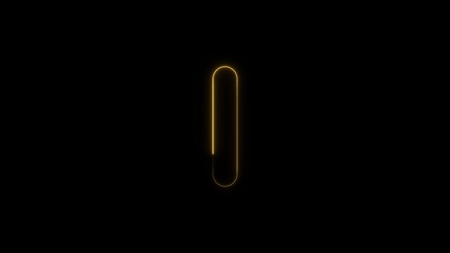 Glowing gold neon vertical capsule shape icon with abstract minimalist electric isolated