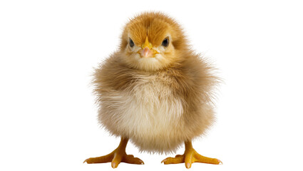 Fluffy yellow chick with orange beak and black eyes © Ivan