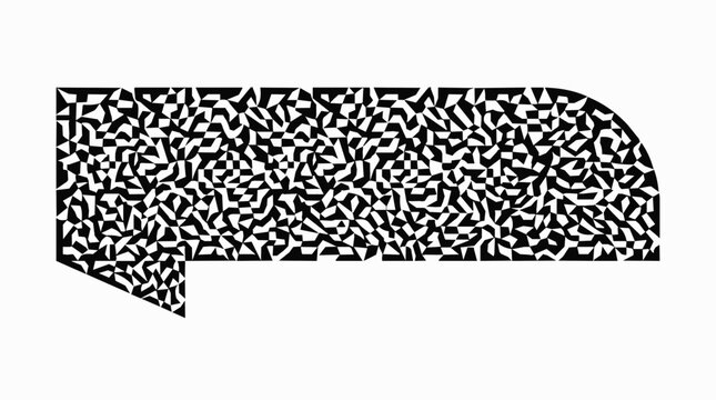 Abstract Mosaic Pattern with Fragmented Shapes inside a Geometric Monochrome Speech Bubble Design for Modern Communication Concepts