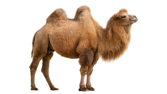 Dromedary camel with one hump standing profile view