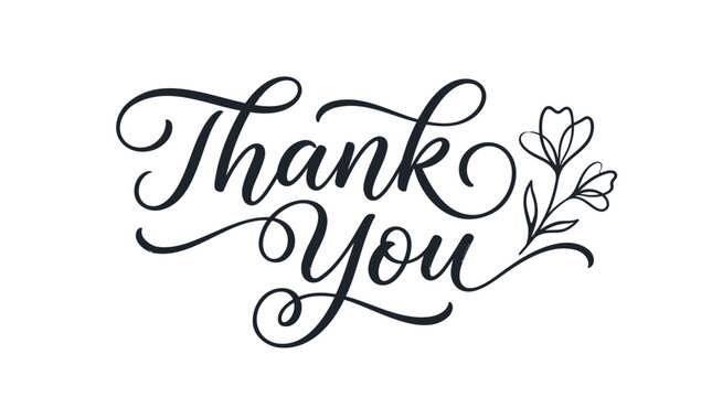 Thank you, calligraphy, floral design, vector phrase, greeting