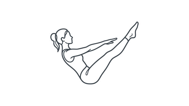 Woman doing yoga pose, silhouette line art, healthy lifestyle, fitness exercise