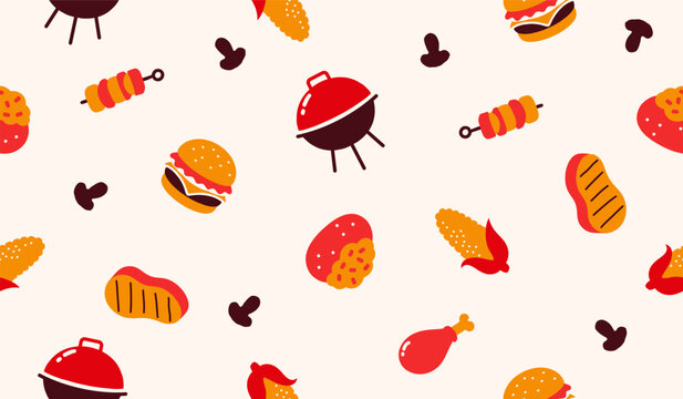 Cutest BBQ pattern background vector design