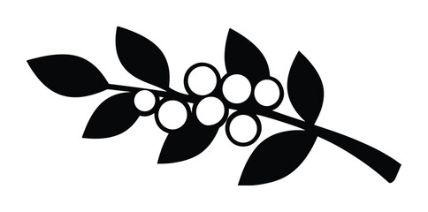 Minimalist black berry branch vector illustration, simple botanical design, elegant leaf and fruit graphic, versatile nature element for branding and decor © Nasira's studio