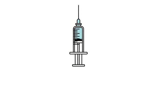 Medical syringe with needle injection.