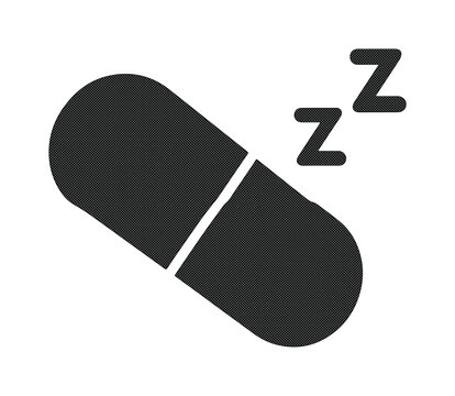 Sleep aid capsule icon, dark gray sleeping pill vector, insomnia relief medication symbol, tranquilizer or sedative graphic for health and wellness designs
