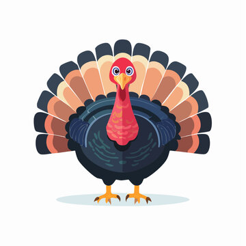 Cartoon Turkey with Fan Tail