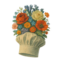 Obraz premium PNG Floral chef hat illustration