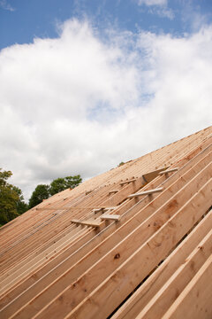 Roof rafters of a house under construction