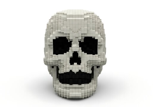 Smiley pixelated skull face mask
