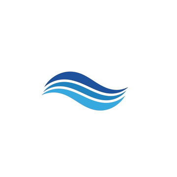 Abstract blue wave logo symbol representing fluid motion and digital flow