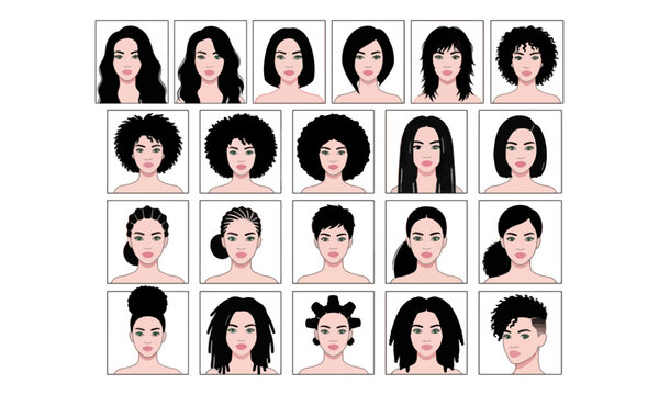 Women Hairstyle Collection and Female Portrait Avatars