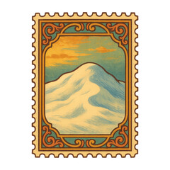 Obraz premium PNG Vintage mountain postage stamp