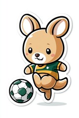 Fototapeta premium Cute kangaroo playing soccer sports field illustration fun environment playful viewpoint children's concept