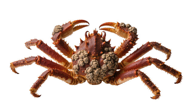 Spiky brown king crab with bumpy shell and large claws