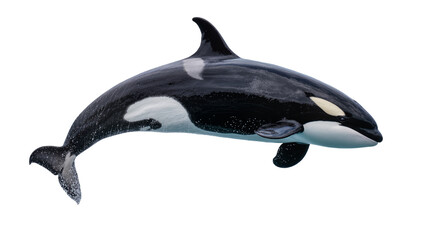 Orca whale swimming, black and white killer whale with white eye patch © Elena