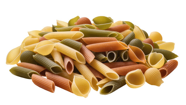 Tricolor Penne and Conchiglie Pasta Pile