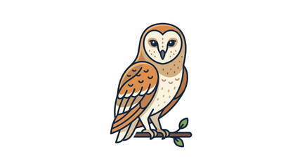 Obraz premium Barn Owl Perched on a Branch Illustration 2.