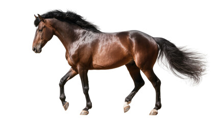 Brown horse with black mane and tail walking © Elena