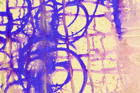 Close-up of a blue abstract pattern on a yellow background