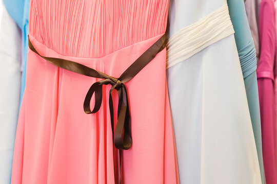 View of colorful Prom dresses
