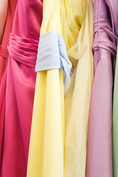 View of colorful Prom dresses