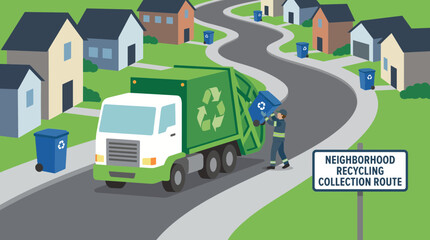 Recycling Truck Collection Route Neighborhood Service © Bima