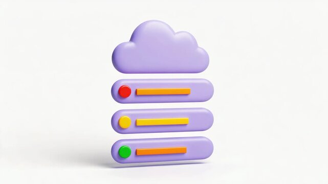 Cloud Database Management Dashboard with Status Indicators in Modern 3D Technology Interface Design