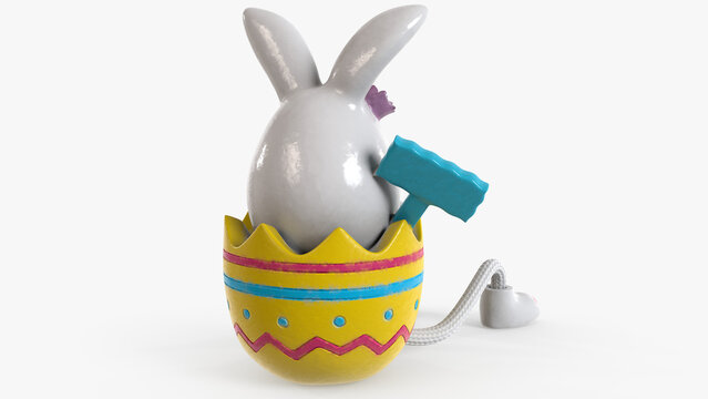 Easterbunny Sculpture 3D Rendering 