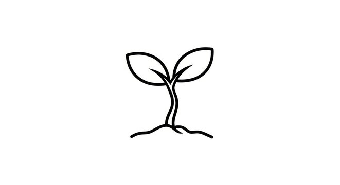 Simple line drawing of a seedling.