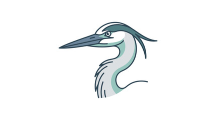 Fototapeta premium Heron Bird Head Profile Illustration.