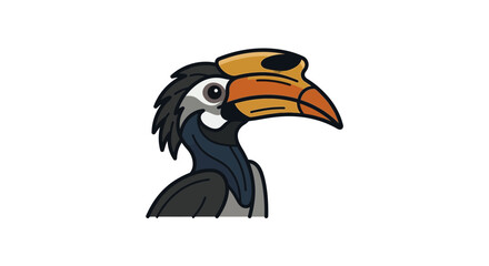 Hornbill Bird Head Profile Illustration Isolated. © Atul