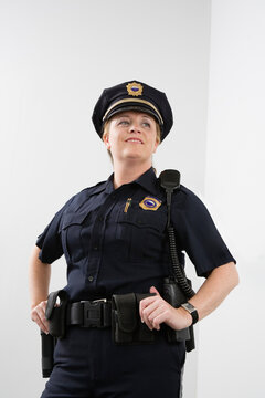 Low angle view of a woman police officer