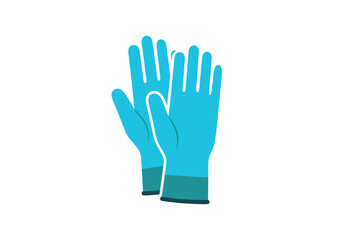 Fototapeta premium Pair of blue protective medical gloves vector illustration for safety equipment icons isolated on white background for health and sanitation design