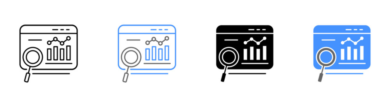 Website Performance Data Lupe Tracking and Web Analytics Icon Vector Illustration