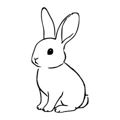 Obraz premium minimalist sketch of a small bunny for nature and animal concept