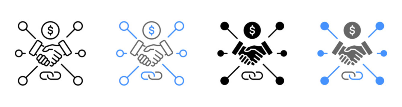 Referral Program Partnership Link Dollar Node and Affiliate Marketing Icon Vector Illustration