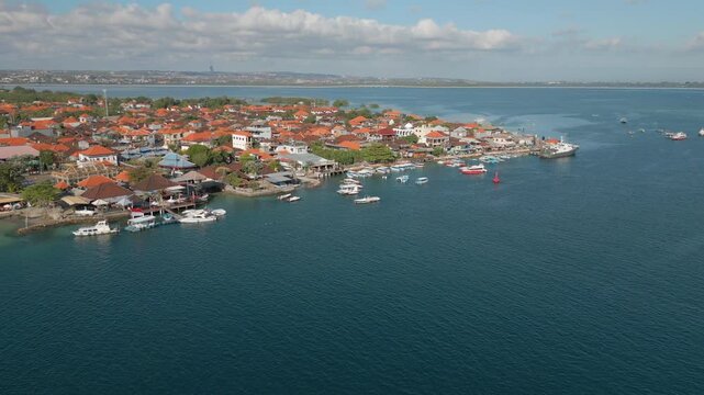 Benoa Peninsula Bali Indonesia Seaside Homes And Boats Drone Track In 4K 30FPS