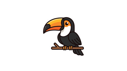 Obraz premium Cartoon Toucan Bird Perched on a Branch.