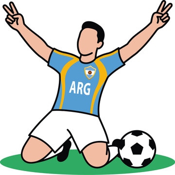 Celebrating Argentina Soccer Player Vector Illustration