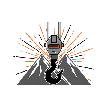 Crane hook with mountain range and transparent background