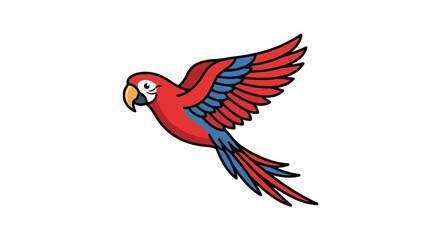 Obraz premium Red Macaw Parrot Flying with Wings Spread Wide.