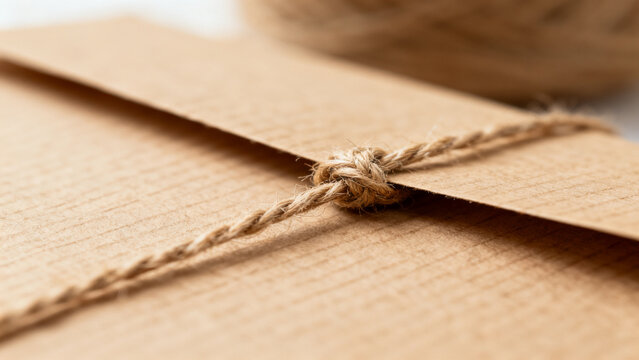 E-commerce product background with blank packaging set with twine advertisi