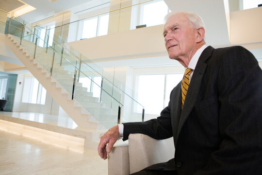View of a contemplative businessman in an office