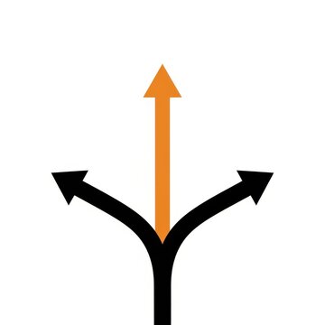 Three way direction arrows split into different paths