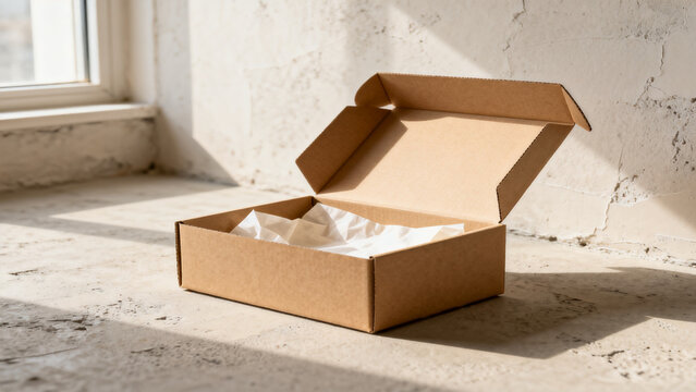 E-commerce product background with blank packaging set with twine advertisi