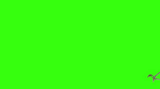 Various plumber tools and supplies falling against a bright green background