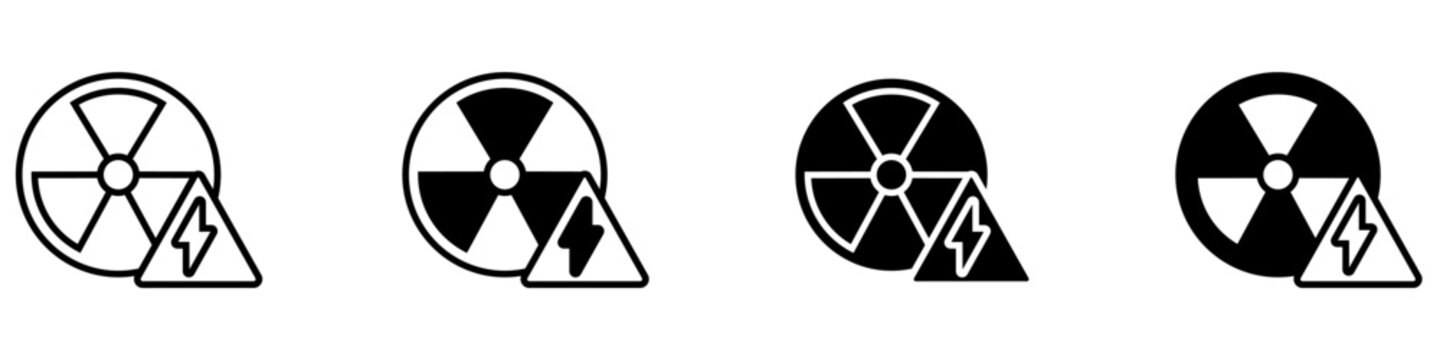 Atomic energy vector icon set. Nuclear power source illustration sign collection. Electricity generation symbol. Energy technology logo.