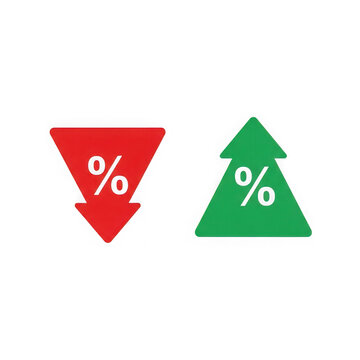 Up and down percentage arrow icons in red and green