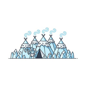 Ice Orc Tribe Camp in Snowy Landscape